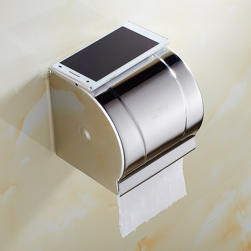 厕纸盒304不锈钢厕所纸巾盒免打孔卷纸盒卫生间纸卫生防水洗手间