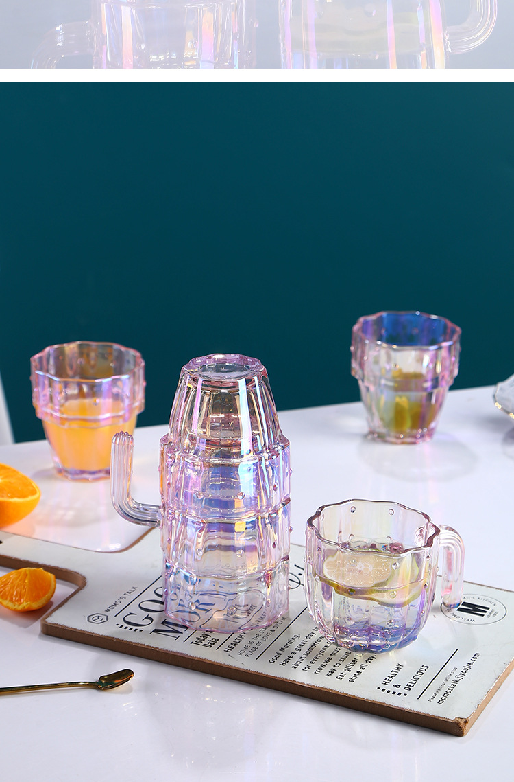 炫彩仙人掌玻璃杯套装简约家用水杯创意个性可爱少女茶杯6件套