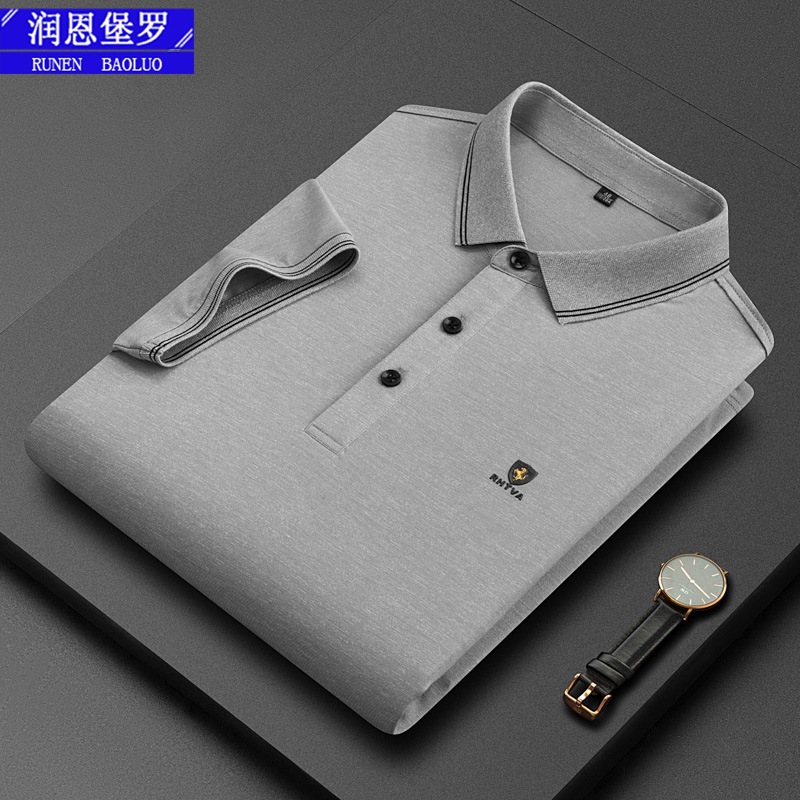 2023 Spring and Summer New Pure Color Men's T-shirt Short Sleeve Polo Shirt Summer Casual Thin Clothing for Middle-Aged Dad T-shirt