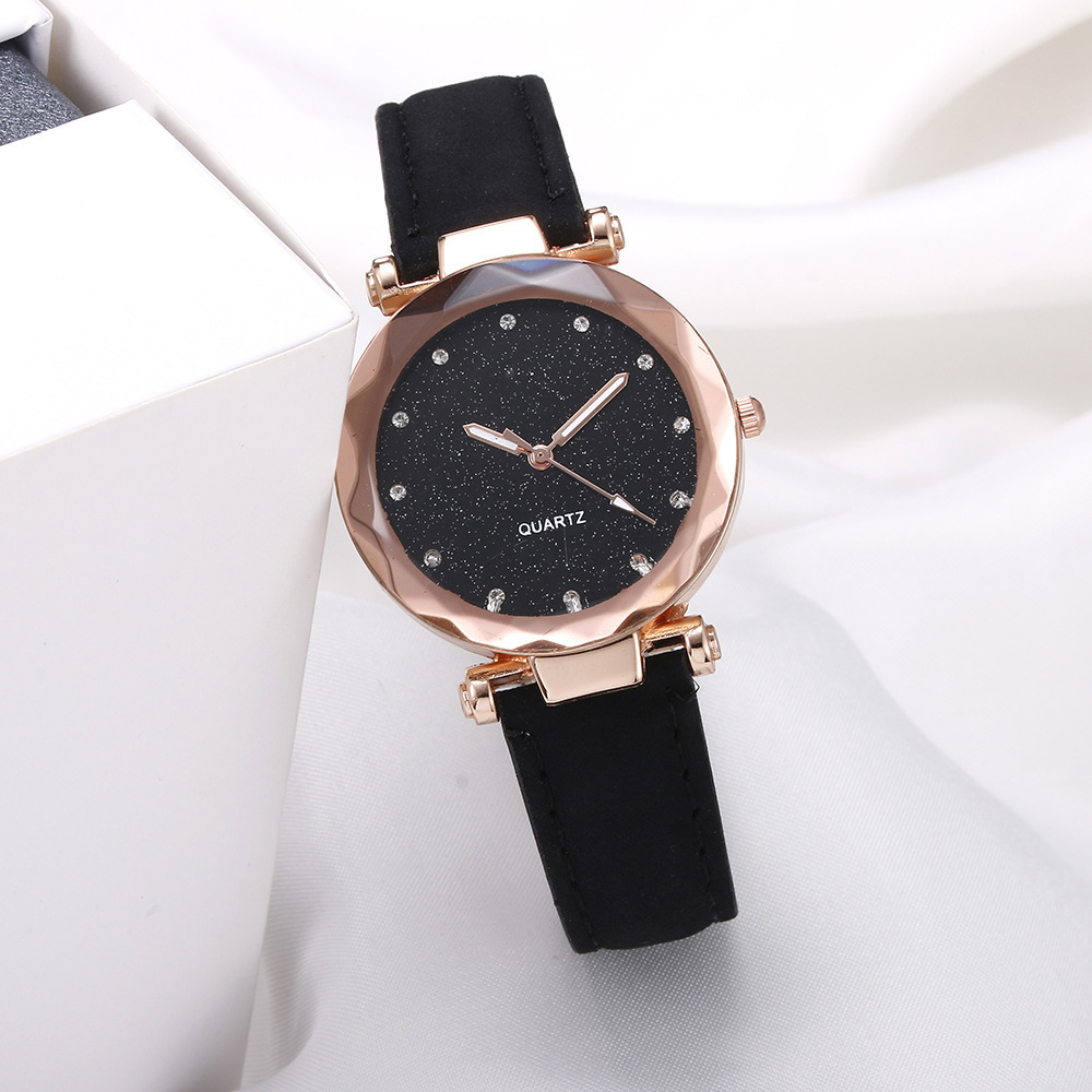 AliExpress Cross-Border 12 Brick Starry Sky Silver Pink Surface Watch Women's Frosted Belt Quartz Watch Watch Source Factory