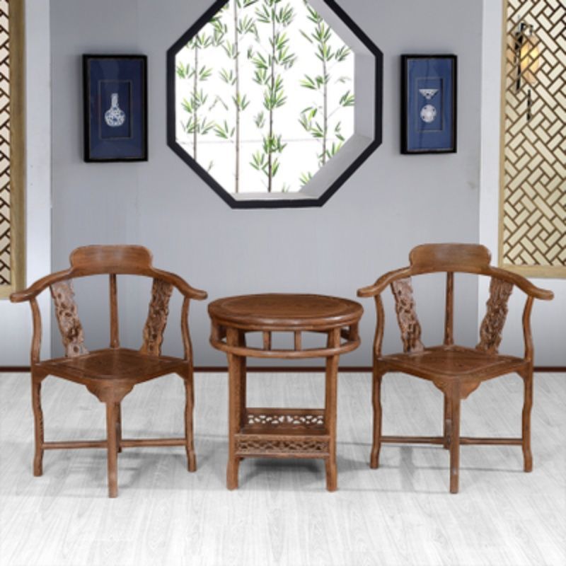 花梨木情人椅三件套圈椅仿古中式家具鸡翅木三角椅休闲椅