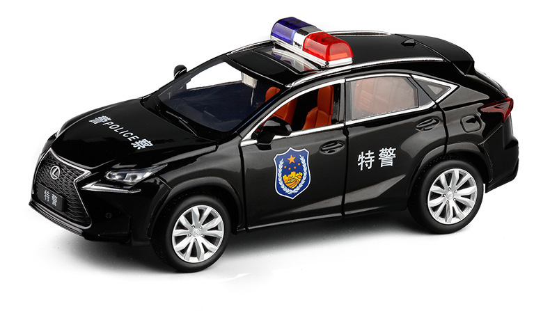 jkm1/32 凌志nx200t警车真人语音六开门逼真警笛声光合金车模玩具