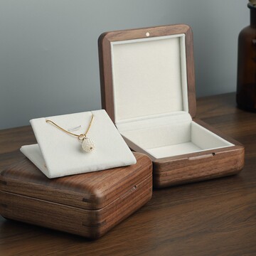 黑桃木质戒指盒木制高档结婚对戒盒绒布钻戒盒高端实木首饰盒批发