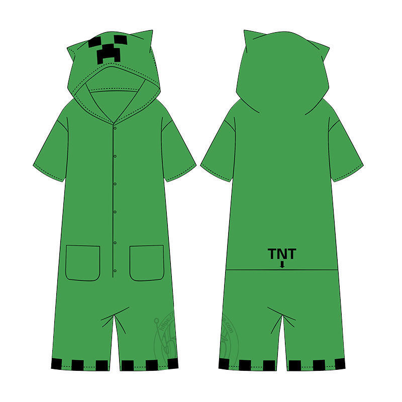 苦力怕娘睡衣服 小黑情侣装 minecraft周边我的世界t恤 动漫游戏