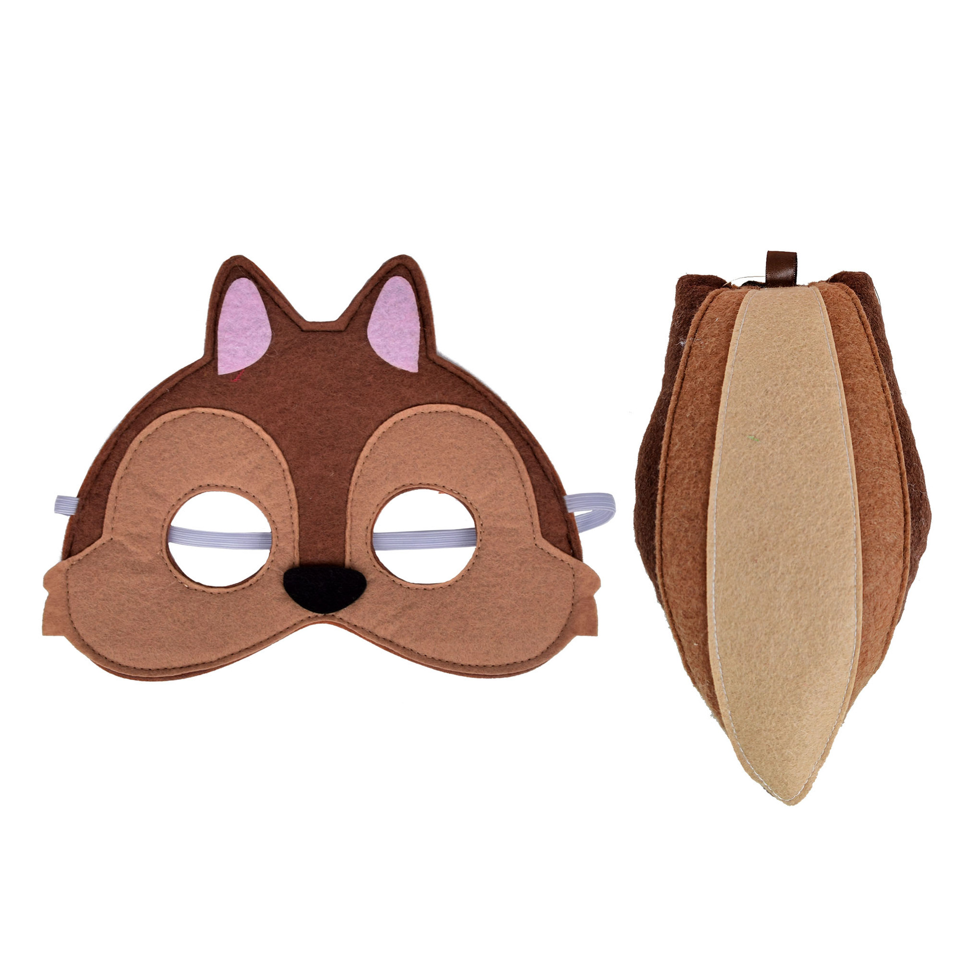 跨境无纺布儿童小松鼠面具尾巴装扮 六一儿童节动物舞台表演道具