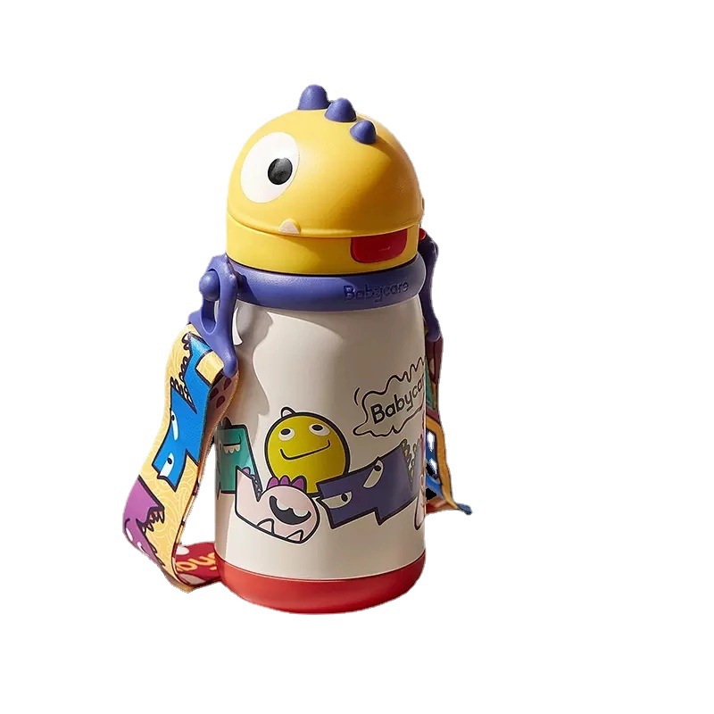 Babycare Dinosaur Children's Thermos Mug Baby Baby Water Glass Cup with Straw No-Spill Cup Outing Kettle Kindergarten