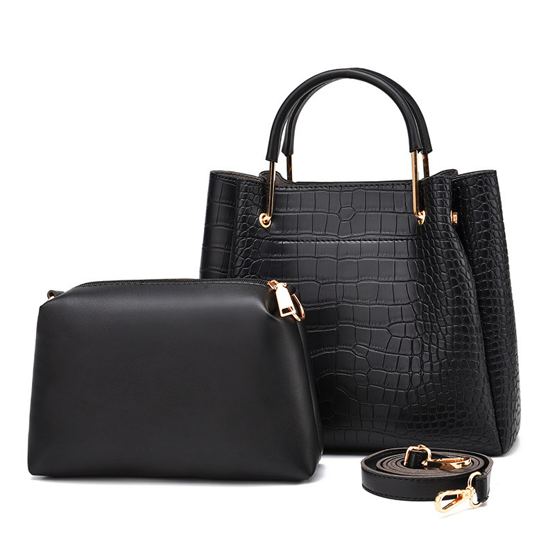 大气包包女士2020秋冬新款复古鳄鱼纹单肩包水桶包子母包一件代发