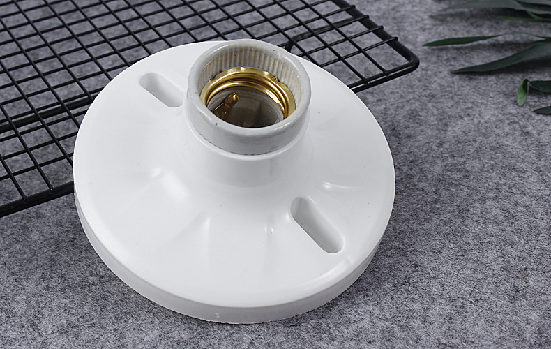 e27圆形灯座走廊楼道螺纹平装灯座12mm平装螺口灯座灯具照明配件