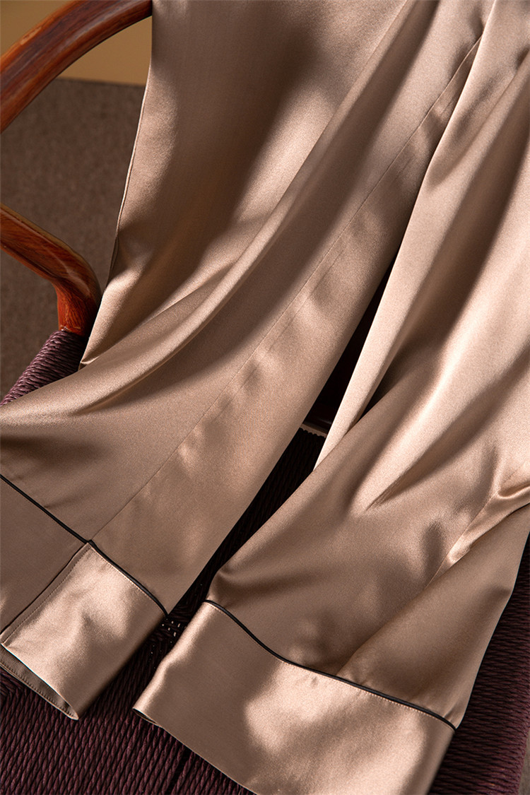 重磅真丝睡衣30姆米女两件套素绉缎可外穿丝绸高端睡衣家居服