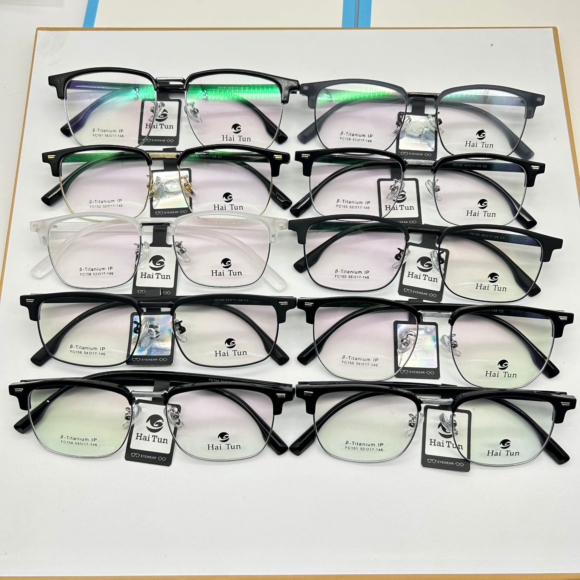 男士商务眉毛架超轻近视方形眼镜框架复古纯钛夹圈眉线眼镜批发