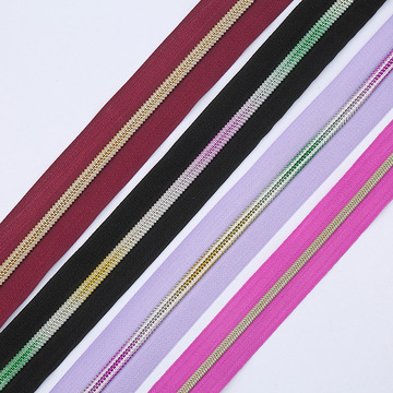 5号尼龙黑色七彩齿拉链彩虹七彩牙齿拉链牙齿渐变真空电镀拉链