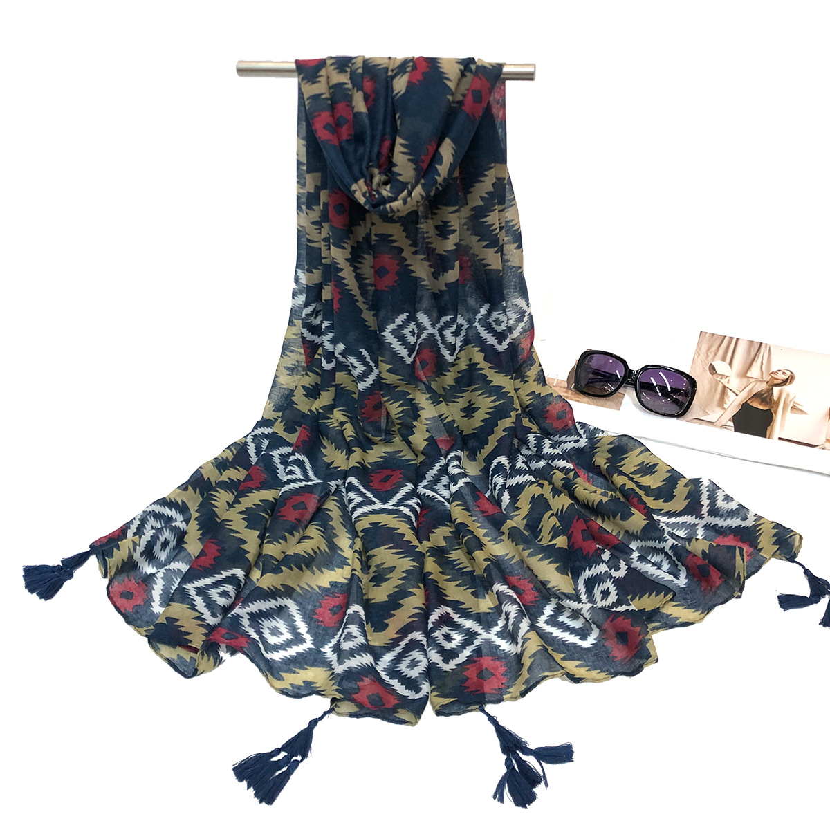 New European and American Export Spring and Summer Fashion Printing Tassel Scarf Shawl Exclusive for Cross-Border Factory Supply