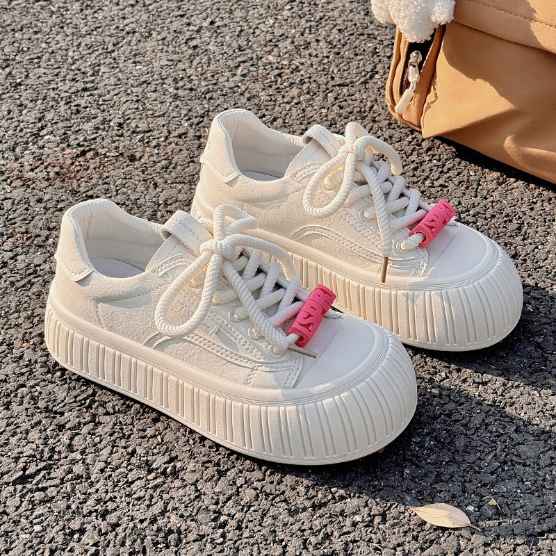 小白鞋女厚底2024春款新款鞋子ins潮百搭小众饼干鞋运动板鞋-阿里巴巴