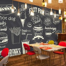 黑板食物涂鸦壁画简约快餐店餐厅咖啡厅壁纸甜品奶茶店披萨店墙纸