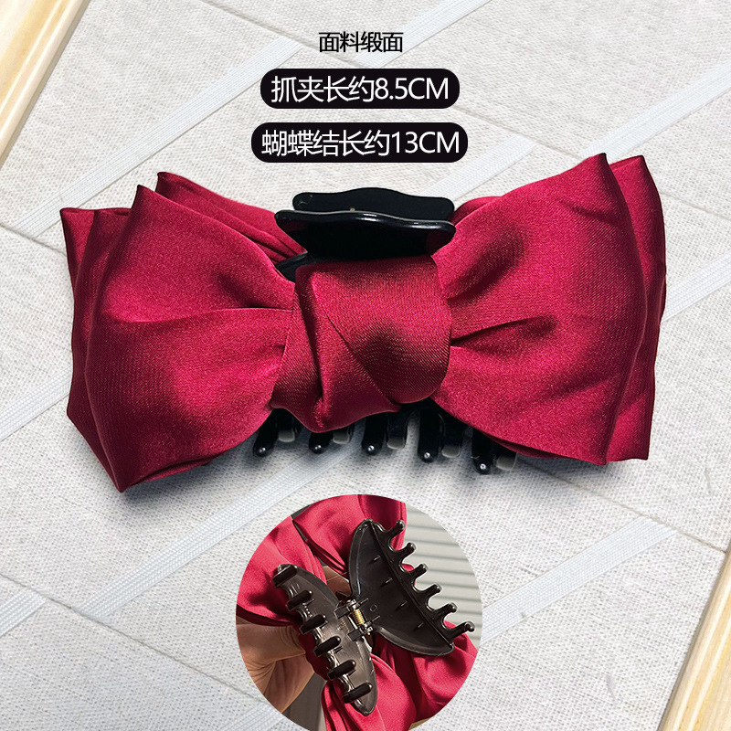 Internet Hot New Black Big Bow Hair Accessory Hair Clip Jaw Clip Female Autumn and Winter Shark Clip Princess on the Run Headdress Hairpin