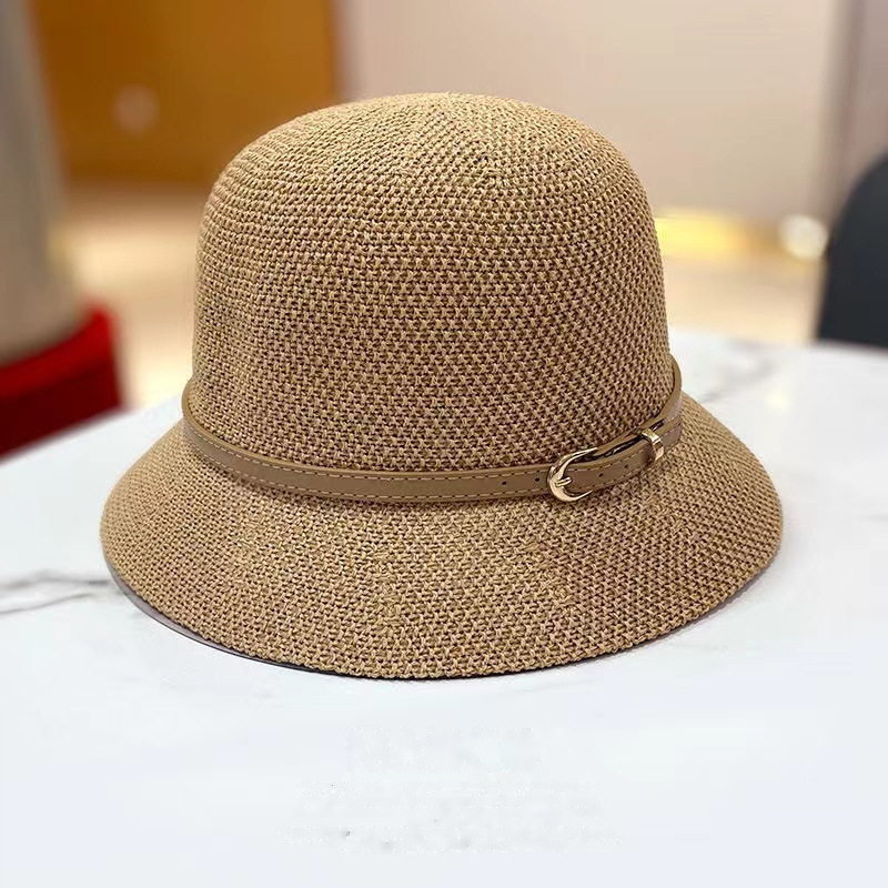 New Hat Women's Summer Counter Same Style Bucket Hat Bucket Hat Fashion Sun Protection Sun Hat All-Matching Western Style Folding Top Hat