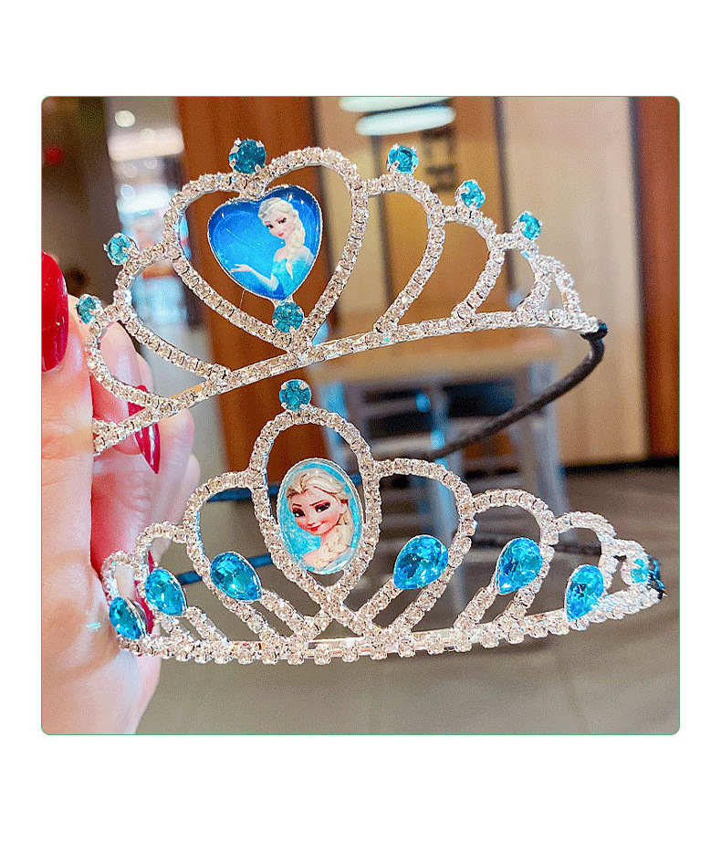 女童爱莎公主皇冠大发箍儿童水晶王冠头饰冰雪奇缘小女孩生日发饰