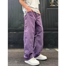 休闲裤男潮牌高街弯刀宽松直筒休闲长裤潮流春秋美式新款直筒裤帅