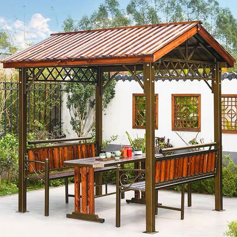 凉亭户外防腐木庭院实木简易小亭子遮阳棚露台田园花园休闲亭