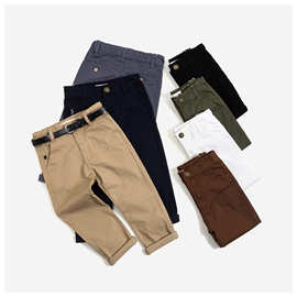 外贸童裤现货批发四季款中大童帅气直筒卡其裤男童纯棉休闲西服裤