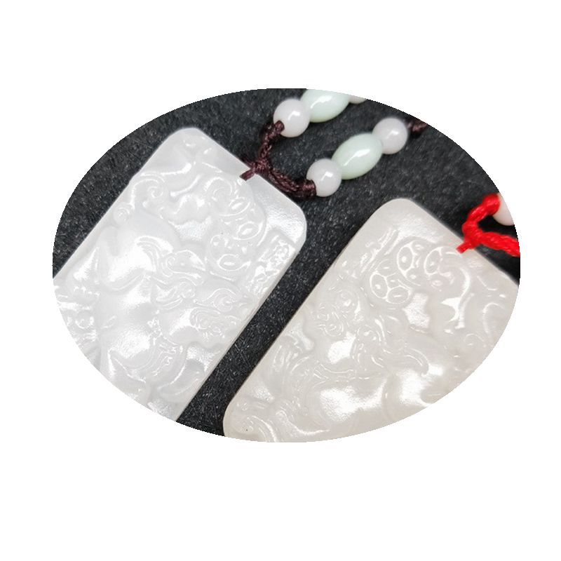 阿富汗玉貔貅牌子吊坠白玉男女款挂件玉佩玉貔貅牌