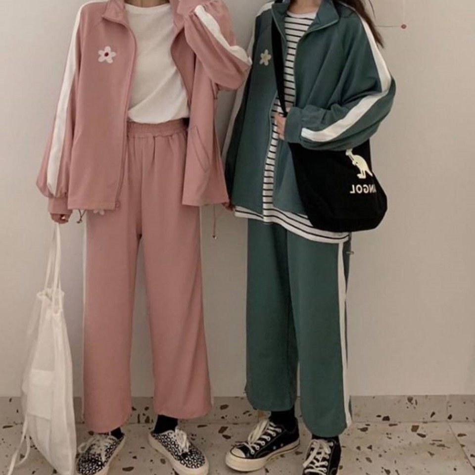 闺蜜姐妹装女秋装两件套韩版初中学生一套衣服显高百搭阔腿裤套装