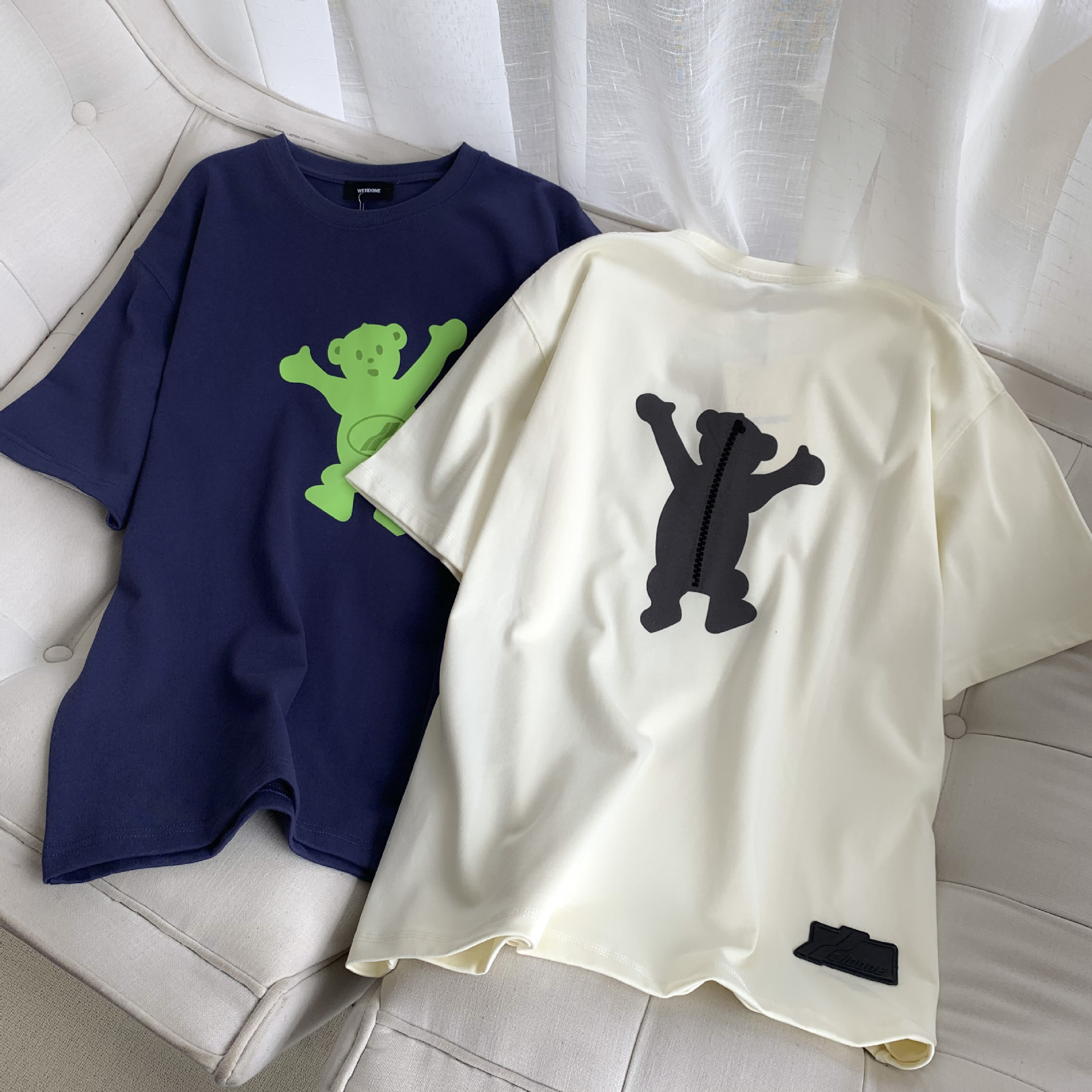 welldone小熊t恤男女半袖设计感小众we11done宽松潮牌情侣ins短袖