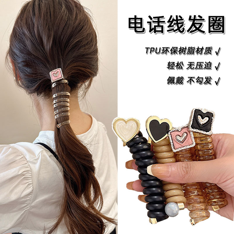 Japanese Straight Telephone Line Hair Band Female Ponytail Rubber Band Female Hair Tie Rope Simple Temperament High Sense Headdress