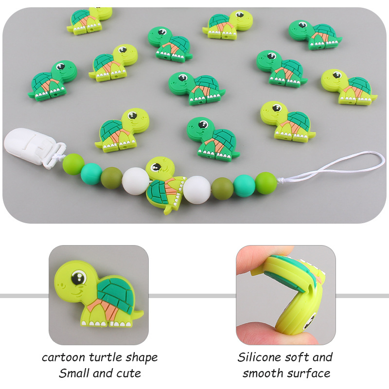 Baby Cartoon Silicone Turtle Small Teether Baby Creative DIY Pacifier Clip Bracelet Toy Small Accessories