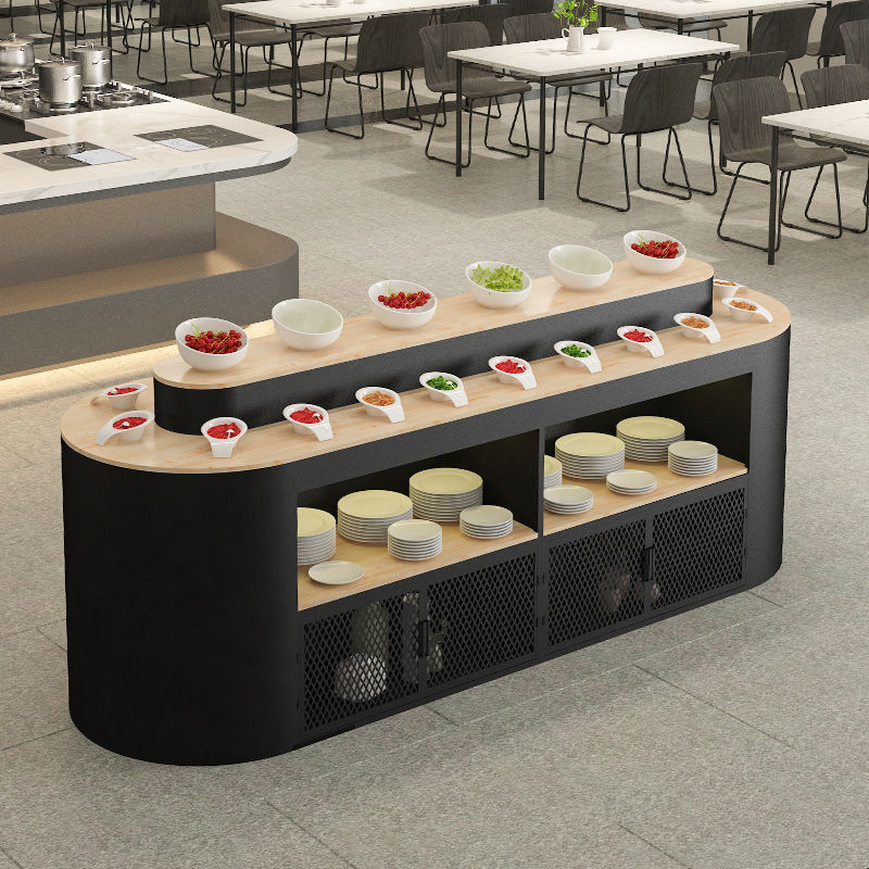 火锅店调料台调味小料台双面弧型转角酱料台餐厅自助水果凉菜台柜