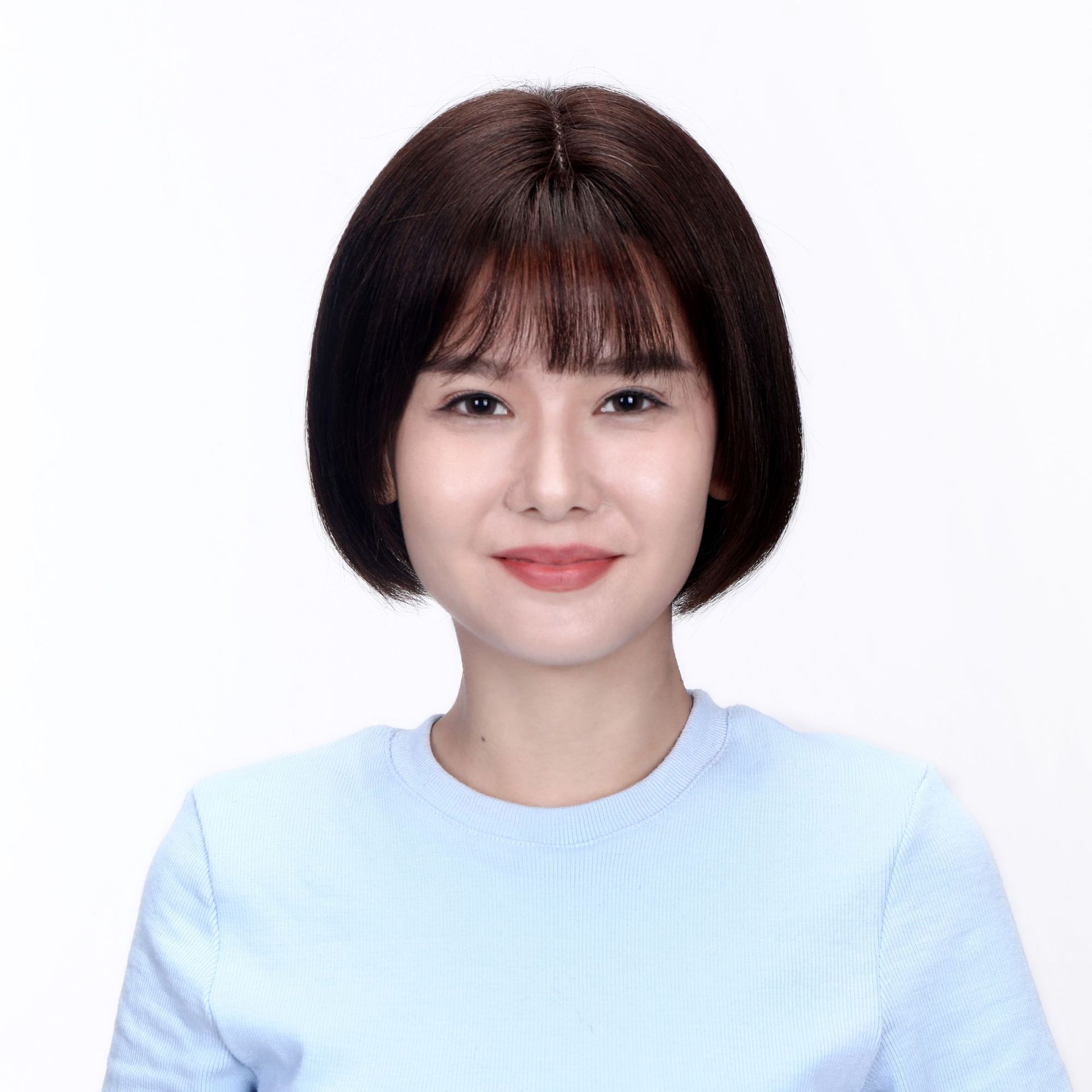 伊贝尔假发女短发圆脸bobo头网红空气刘海自然透气全真人发丝头套