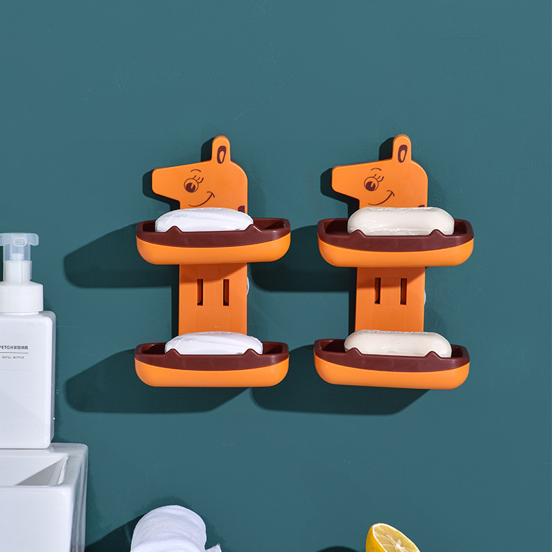 Deer Soap Box Soap Dish Cute Punch-Free Wall-Mounted Suction Cup Home Bathroom Bathroom Draining Rack