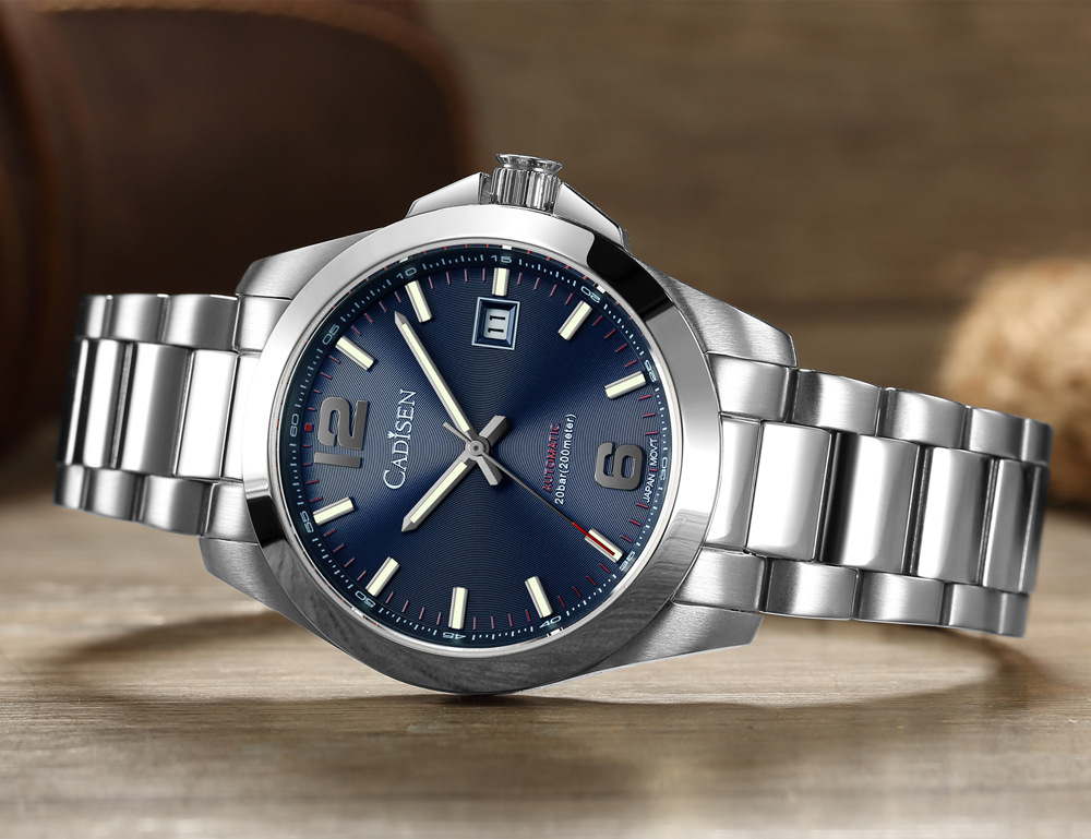 新款卡迪森男士机械手表200米防水日本8215机芯蓝宝石商务机械表