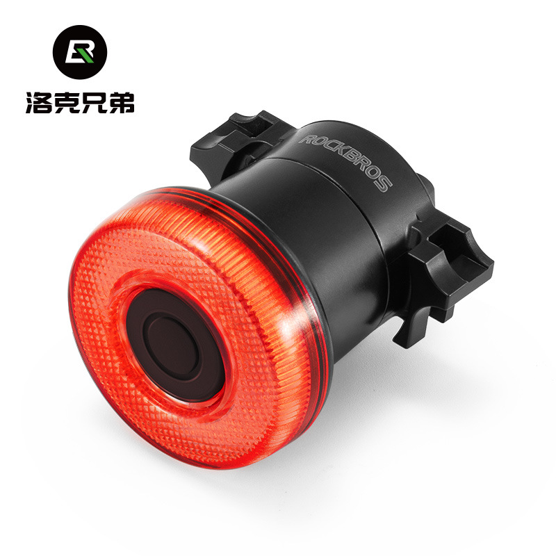 洛克兄弟自行车尾灯智能刹车感应灯防水警示山地公路车夜骑行装备