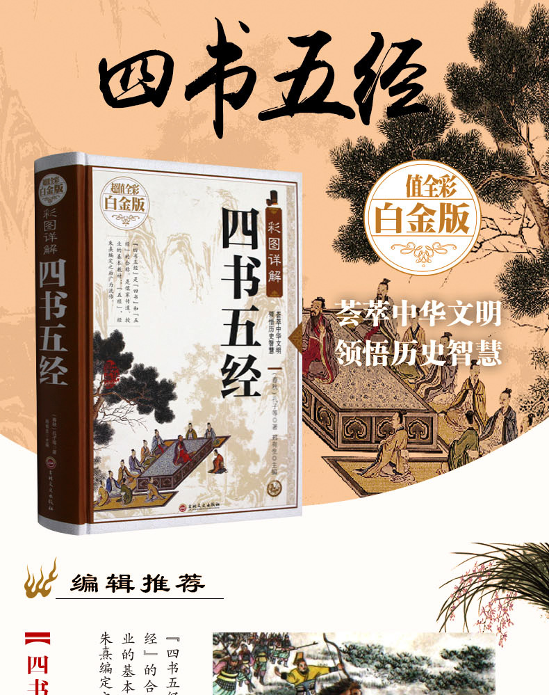 四书五经书籍正版精装白金版 全套 原版原著 白话文彩图注意全解