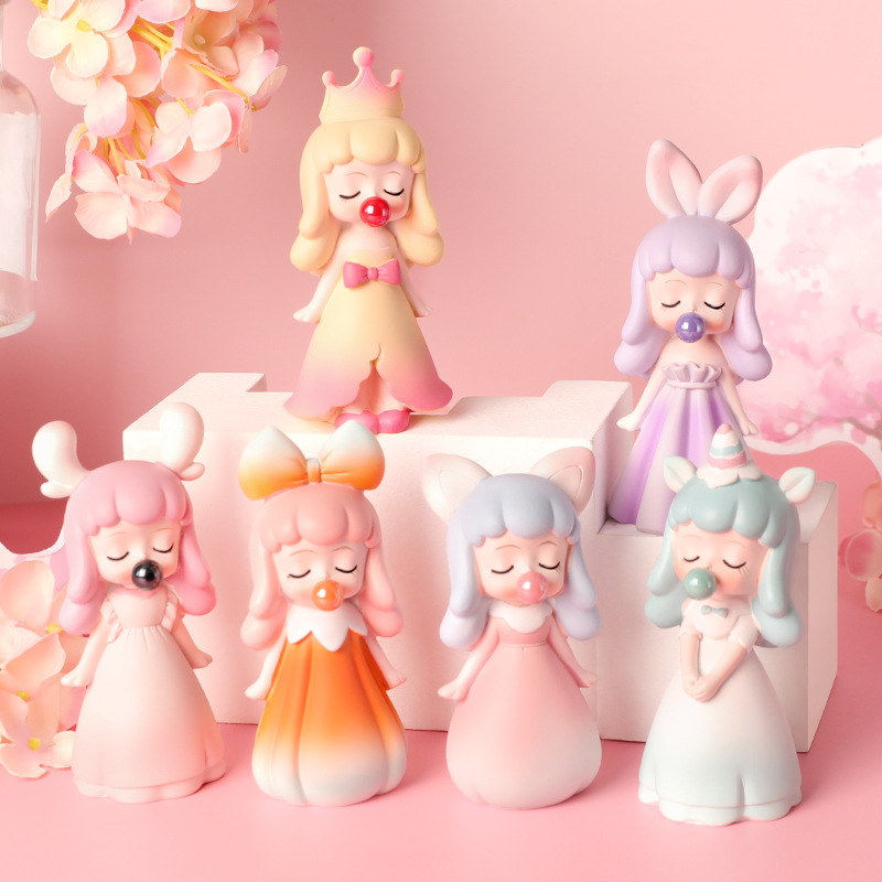 可爱梦幻吹泡泡少女盲盒蛋糕烘焙装饰摆件送同学随机惊喜小礼物