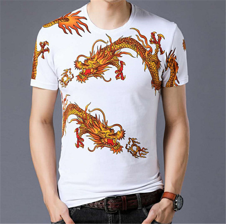 21古风短袖中国风龙图案男装霸气短袖t恤男短袖纹身衣服印花批发