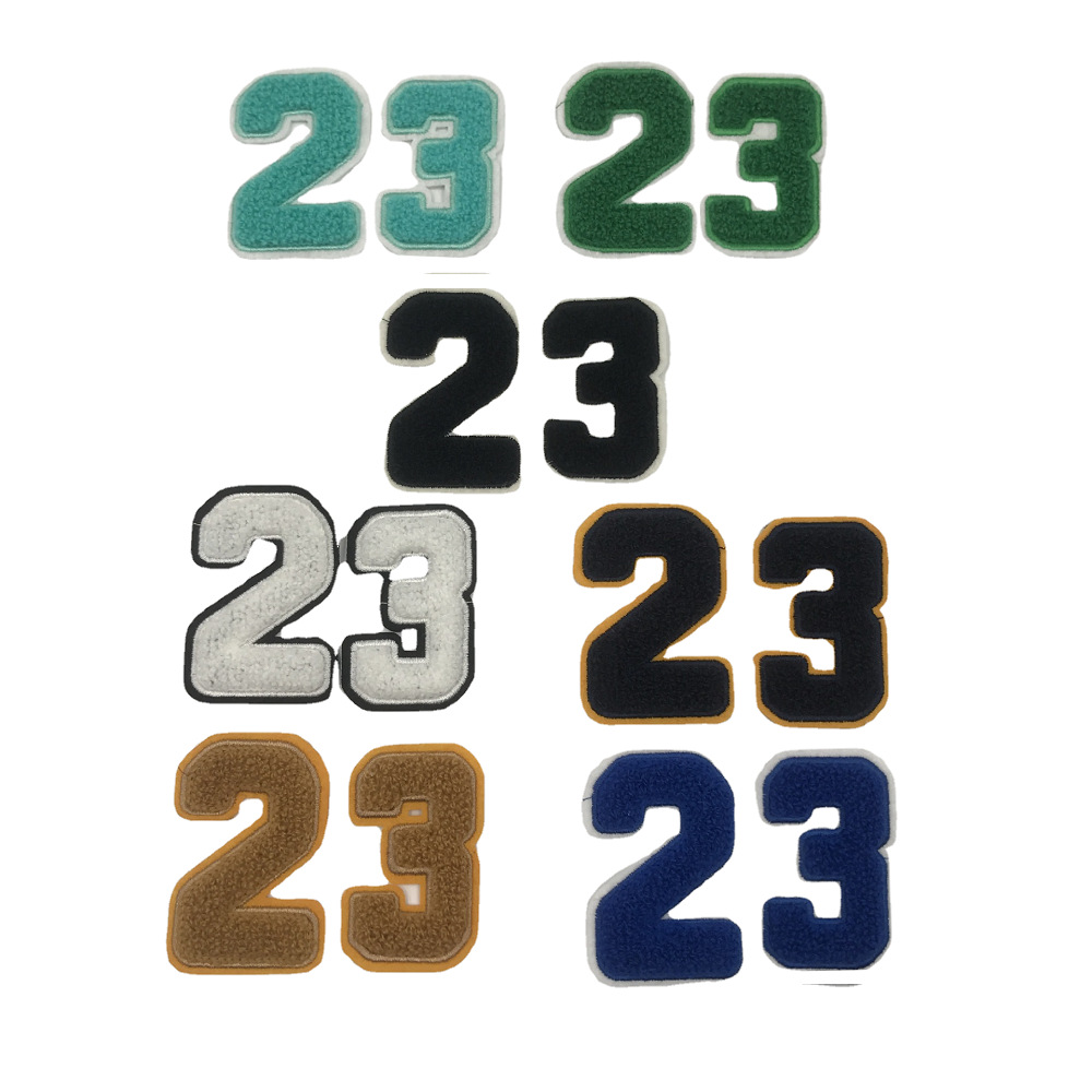 现货批发数字23布贴毛巾绣服装帽子logo装饰电脑绣花刺绣徽章补丁
