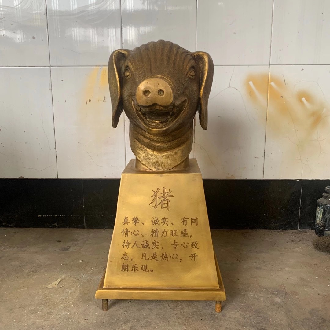 纯铜圆明园铜兽首 铜兽头人身十二生肖雕塑 1.8米