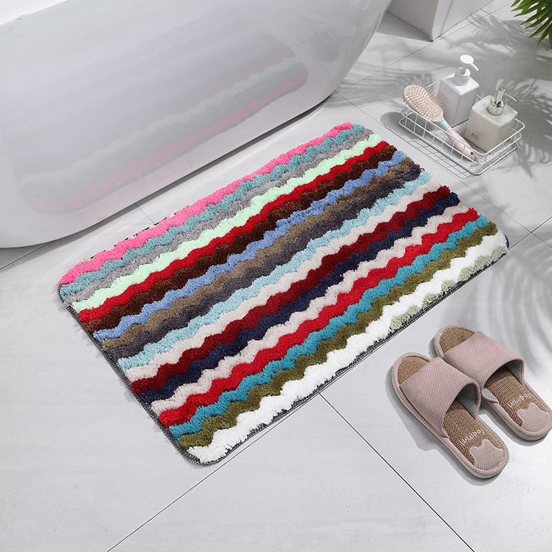 New Flocking Home Door Mat Floor Mat Mat Living Room Carpet Bathroom Non-Slip Mat Bathroom Entrance Mat Wholesale