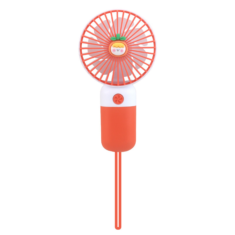 Drip Fan Fruit Cute Baby USB Charging Outdoor Portable Small Handheld Fan with Lanyard Summer Promotion