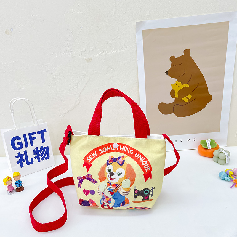 New Children's Canvas Bag Shoulder Cute Cartoon Children's Messenger Bag Korean Style Girl's Small Cloth Bag Little Girl's Bag