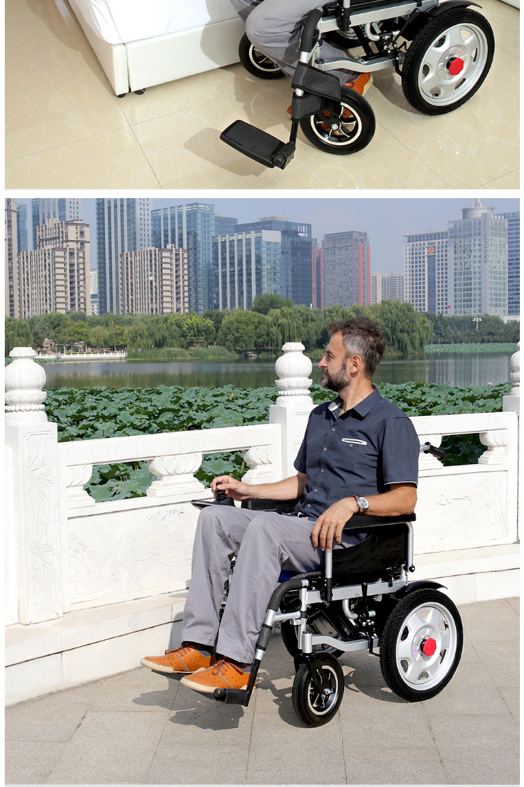 厂家680m电磁刹车折叠老年电动轮椅智能全自动高靠背可躺代步车