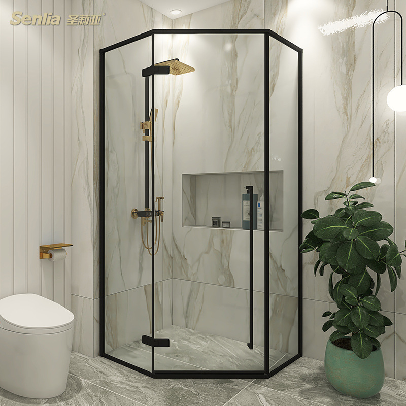圣莉亚淋浴房钻石型淋雨玻璃干湿分离门洗澡隔断不锈钢简易卫生间