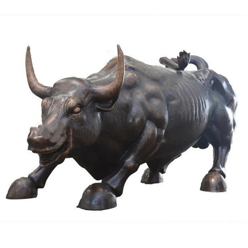 黄铜华尔街牛雕塑铜雕抽象动物牛雕塑公园绿地园林景观雕塑