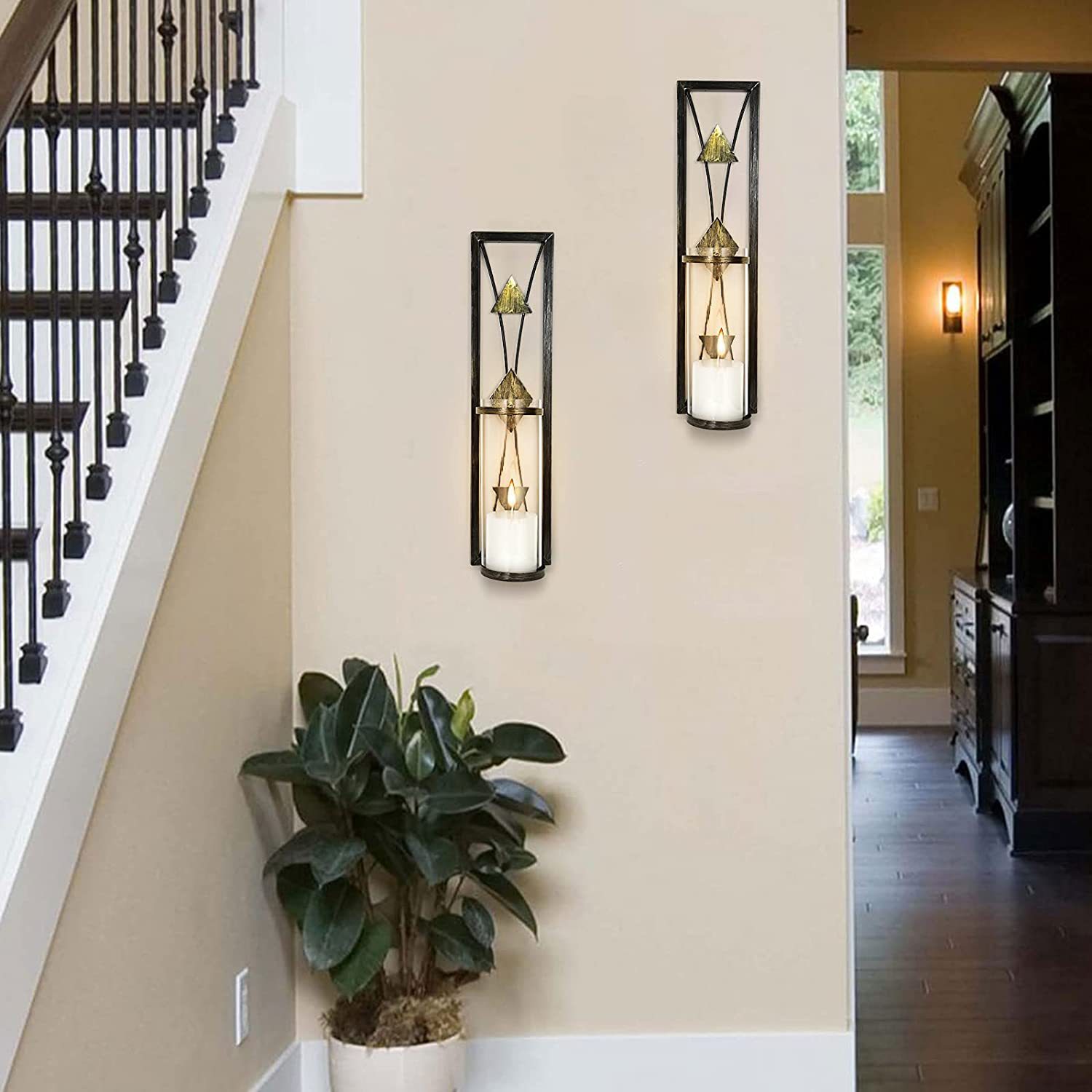 跨境美式乡村复古挂式蜡烛台金属亚克力客厅墙壁装饰壁灯烛台批发