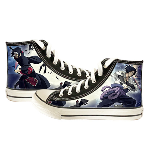 火影忍者鞋子高帮帆布鞋男款加绒冬季高帮鞋男士涂鸦动漫学生板鞋