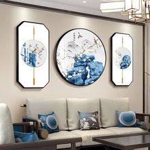 新中式山水画客厅装饰画沙发背景墙壁画办公室书房茶室三联画挂画
