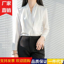 气质高级感衬衫女长袖设计感小众法式别致职业装面试上衣