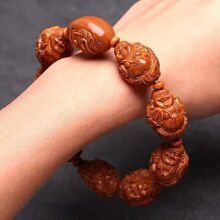 刘仁义大弥勒橄榄核手串核雕八宝弥勒佛橄榄核精品手串